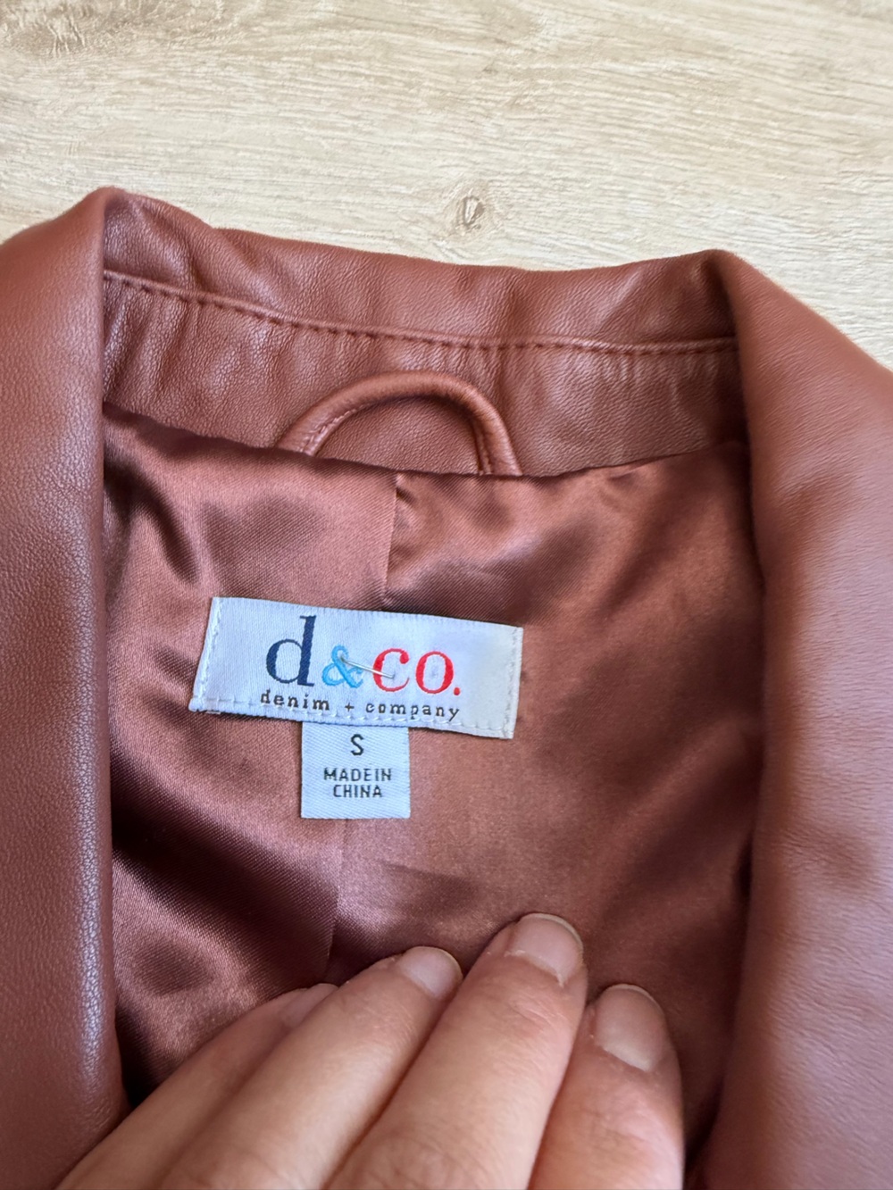 Denim & Company Leather Cognac Brown Tan Moto Jacket SZ S - Picture 7 of 11